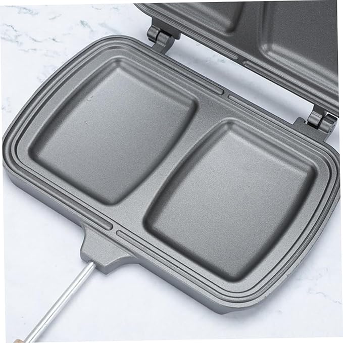 OUNONA Sandwich Mold Pan Double Sided Frying Pan Stovetop Sandwich Maker Non-stick Easy to Use Outdoor/