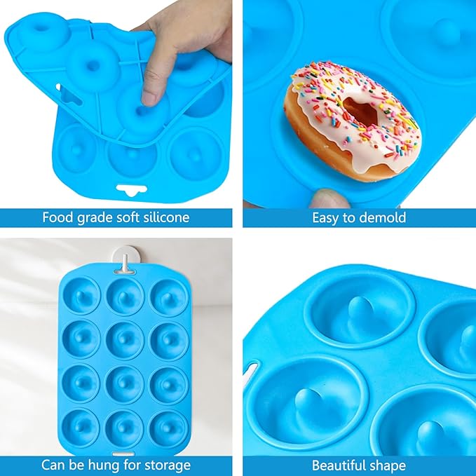 Cupidove Silicone Donut Pan, Bite Size Silicone Donut Molds for baking, Mini Donut Mold Heat Resistant, Mini Baking Mold for baking delicious donuts, Non-stick Bottom, Easy to Clean