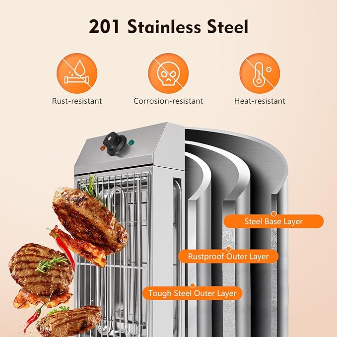 Smokeless Electric Indoor Grill, 1800W Countertop Electric BBQ Grill with Adjustable Temperature 122°F-302°F, Commercial Stainless Steel Barbecue Griddle for Restaurant, Camping, or Party Use