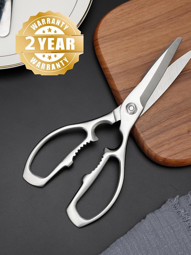 Heavy-Duty Kitchen Scissors Forged from Stainless Steel, Kitchen Shears for Food, Ideal Cooking & Culinary Scissors for Meat, Poultry and Vegetables, Dishwasher Safe, 2-Year Warranty
