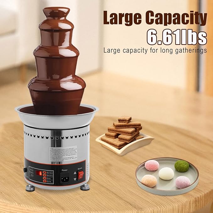 6.61 lbs Chocolate Fountain Machine, 4-Tier Chocolate Fondue Party Fountain, 86-302℉, Digital Chocolate Fountain Machinefor Party Wedding & Events,