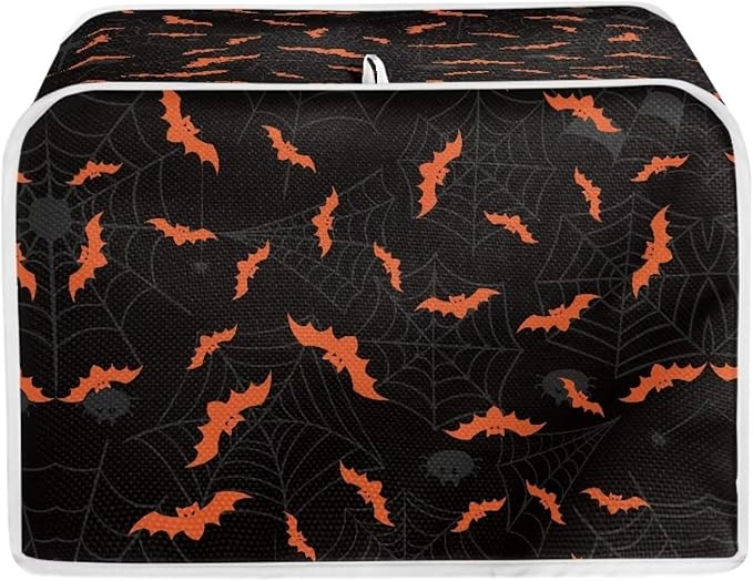 Annejudy Halloween Spider Web Bats Toaster Cover - Dustproof & Waterproof, Protects Small Appliances & Bread Makers