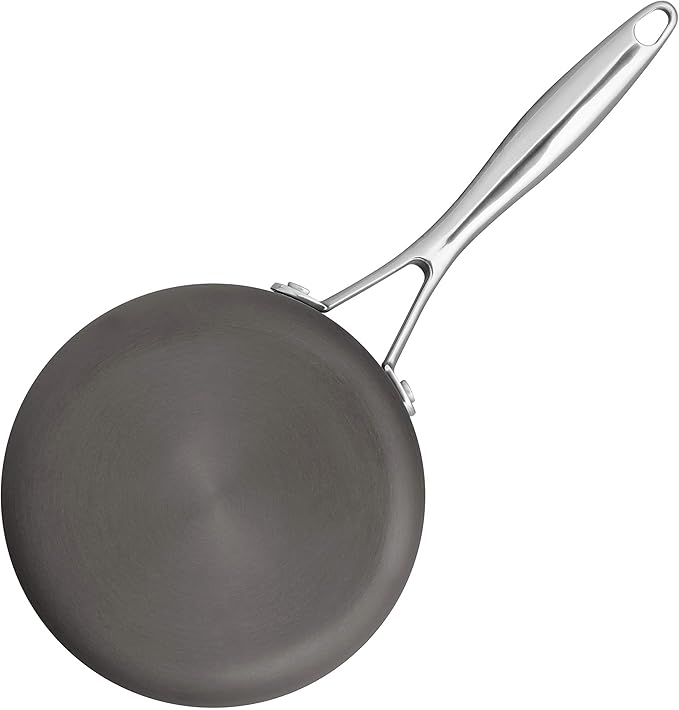 Amazon Basics Mini Sauce Pan With Lid, 1.9 Quarts, Hard-Anodized Non-Stick Aluminum, Gray