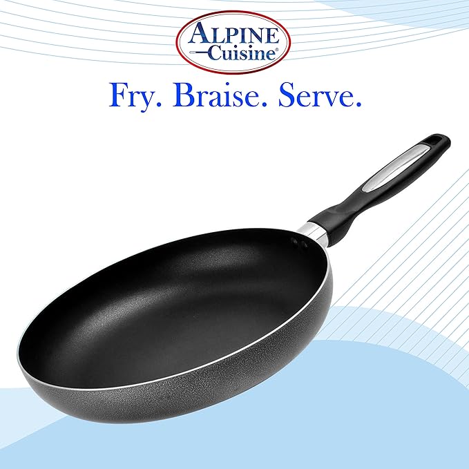 Alpine Cuisine Fry Pan 12-Inch Nonstick Coating Gray, Frying Pans Nonstick for Stove with Stay Cool & Comfortable Handle, Durable Nonstick Cookware, Ideal for Family