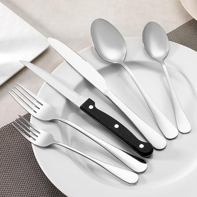 24 Pcs Teaspoons Set, Food-Grade Stainless Steel Spoons Silverware, Cutlery Tea Spoons, Durable Dessert Spoons, Metal Spoon for Home, Kitchen or Restaurant, Mirror Polished, Dishwasher Safe 6.7 Inch