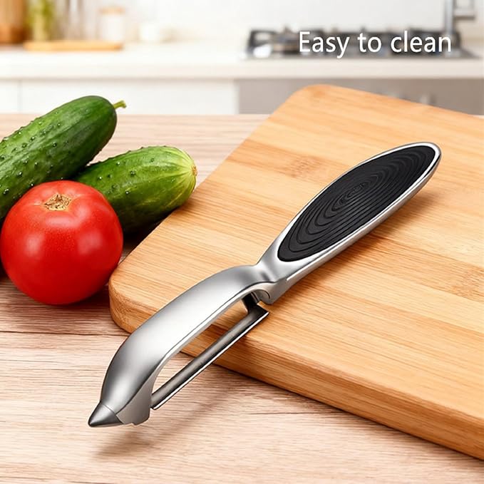 Bestac Fruit and Vegetable Peelers Set - Stainless Steel Y & I Shape Kitchen Peelers for Carrots, Potatoes, Apples - Features Easy-Grip Ergonomic Handles, Sharp Stainless Steel Blades (Black)