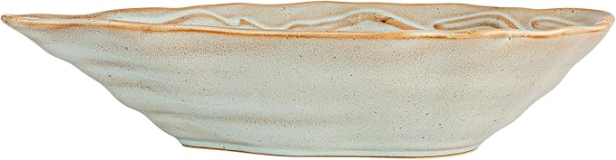 Creative Co-Op Oyster Shaped Stoneware Bowl, Blue