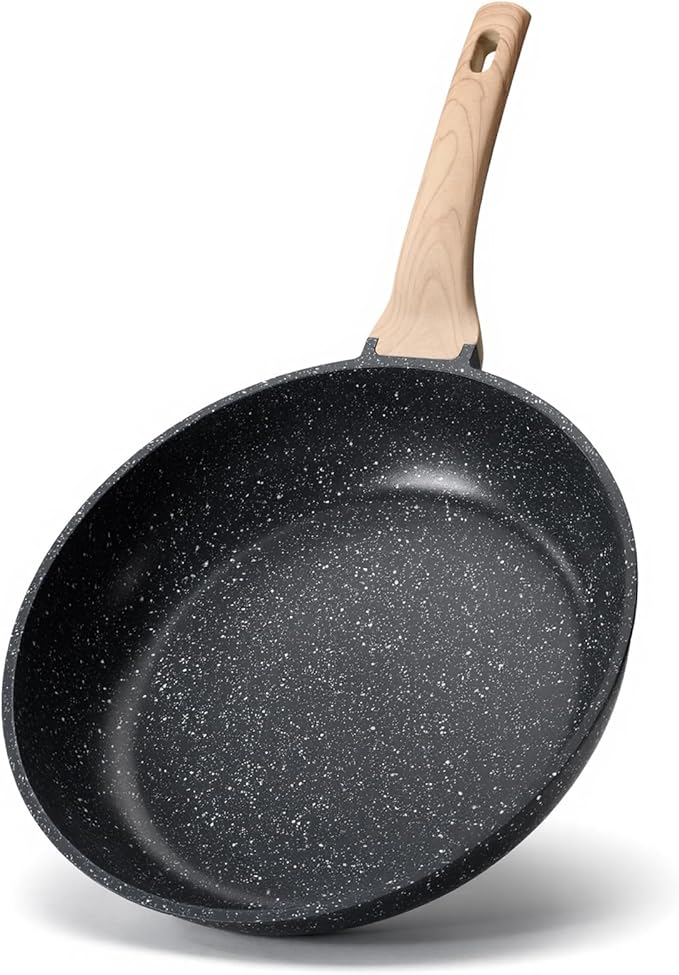 10 inch Nonstick Frying Pan Skillet, Non Stick Granite Fry Pans, Stone Cookware Omelet Pan, Egg Frying Pan with Heat-Resistant Handle, Requires Installation, PFOA Free Chef's Pan, Induction Compatible