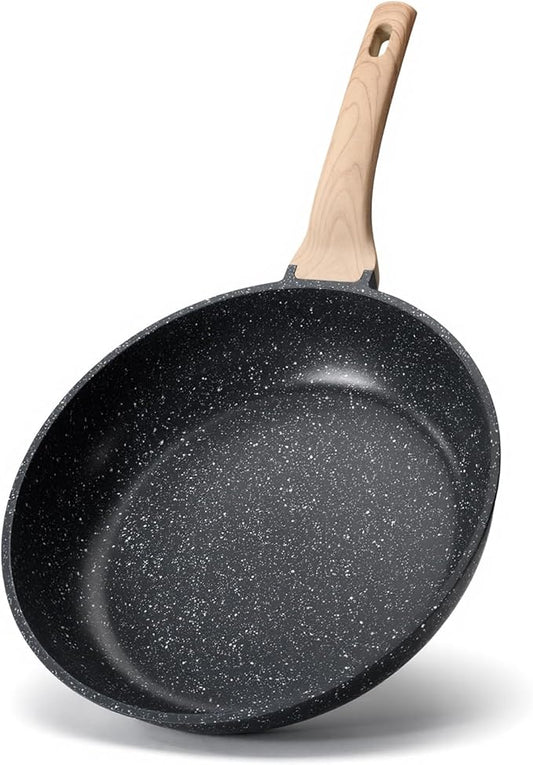 Roomena 8 inch Nonstick Frying Pan Skillet, Non Stick Granite Fry Pans, Omelette Pan, Egg Frying Pan with Heat-Resistant Handle, Requires Installation, PFOA Free Chef's Pan, Induction Compatible