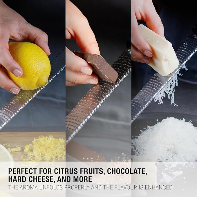 Microplane Premium Classic Zester Grater in Lemon Cream color - Vibrant Color | Lemon Zester tool, Cheese & Vegetable Grater | For Citrus, Parmesan Cheese, Garlic, Ginger | Fine Stainless Steel Blade