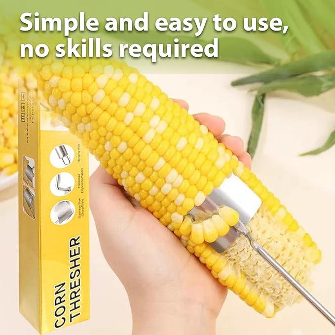 2 Pack Corn Cob Peeler - Stainless Steel Kernel Remover Tool for Fresh/Cooked Corn, Ergonomic Handle & Dishwasher Safe