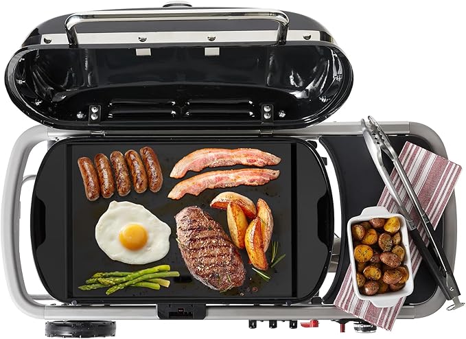Onlyfire Ceramic Coated Full Size Griddle Insert for Weber Traveler Portable Gas Grill, BBQ Grill Griddle for Outdoor Cooking, Black