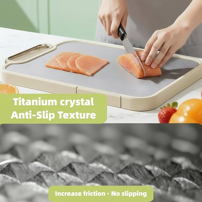 Cutting Board for Kitchen, Cutting Boards Non Toxic Double Sided Metal Pure Titanium and Wheat Straw PP Chopping Board Food Grade Easy to Clean Large Size
