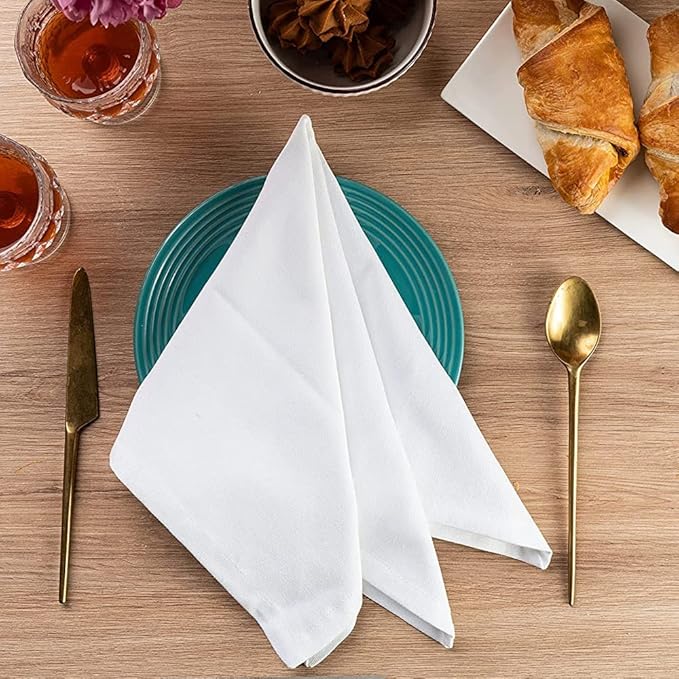 White Cloth Dinner Napkins Cotton 18x18 in Washable Napkins Cloth|Absorbent Reusable Spring Easter Basket Decor Pk of 6 Table Napkins Cocktail Party Wedding BBQ Hotel Cafe Cloth Napkins