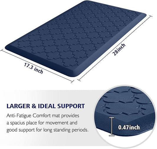 WISELIFE Kitchen Mat Cushioned Anti Fatigue Floor Mat,17.3"x28", Thick Non Slip Water Resistant Kitchen Rugs and Mats,Heavy Duty Foam Standing Mat for Kitchen,Floor,Home,Office,Desk,Sink,Laundry, Blue