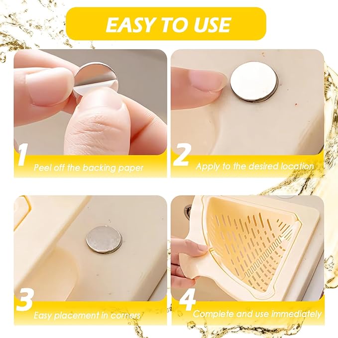 Magnetic Drainage & Filter Basket,No Drilling Required Twist-off base Triangular Design for Kitchen Sink Strainers without Drilling Ideal for cleaning Fruits, Vegetables, and Food Scraps (White)