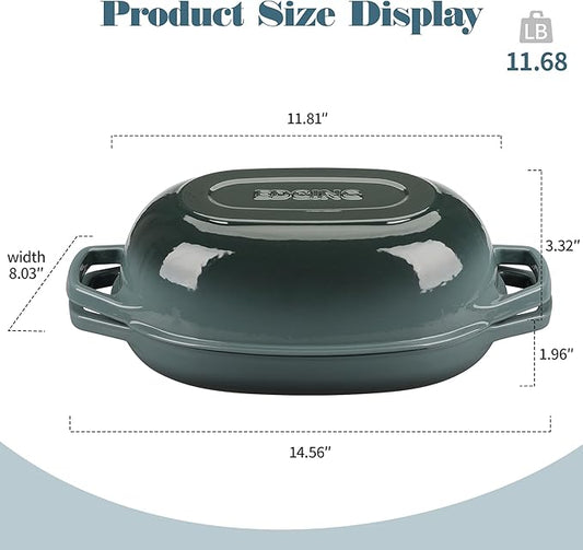 EDGING CASTING Enameled Cast Iron Oval Dutch Oven Pot with Lid, Dutch Oven for Sourdough Bread Baking, Oval Bread Pan, Bread Oven, Bread Dutch Oven, 5qt, Slateblue
