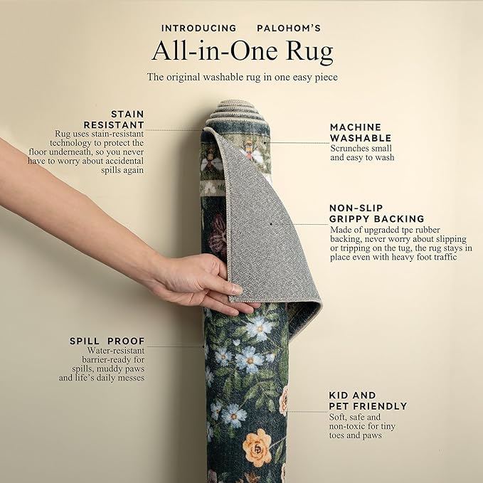 Machine Washable Living Room Rug: 5x7 Area Rugs for Bedroom Non Slip Low Pile Soft Stain Resistant Lightweight Carpet Rugs for Living Room Entryway Kitchen Dining Room Farmhouse Kids Room Nursery