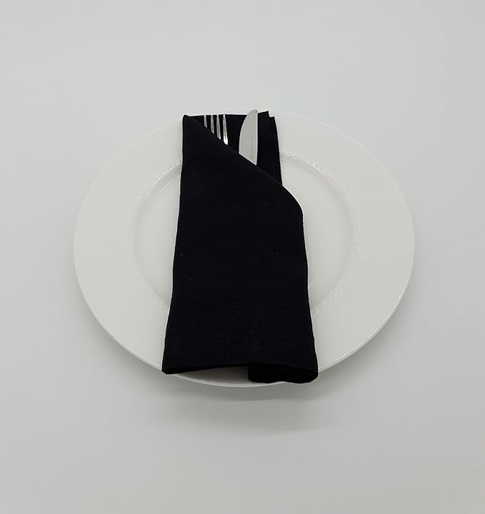 Marc Oliver Black Stonewashed Pure Linen Napkins. Set of 4 20" x 20" Fully Sewn Hem. Fully Washable for Everyday & Entertaining. Machine Washable Reusable Cloth Napkin for Everyday and Entertaining.