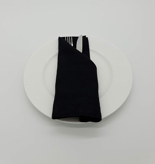 Marc Oliver Black Stonewashed Pure Linen Napkins. Set of 4 20" x 20" Fully Sewn Hem. Fully Washable for Everyday & Entertaining. Machine Washable Reusable Cloth Napkin for Everyday and Entertaining.