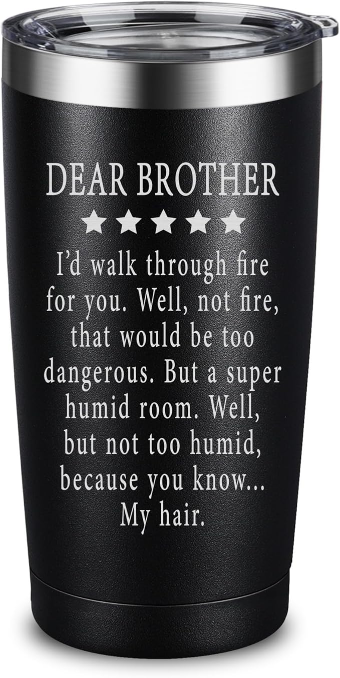 ARIABLE Funny Gifts for Brother from Sister, Brother - Christmas Gag Gifts For Men, 20oz Engraved Tumbler, Black