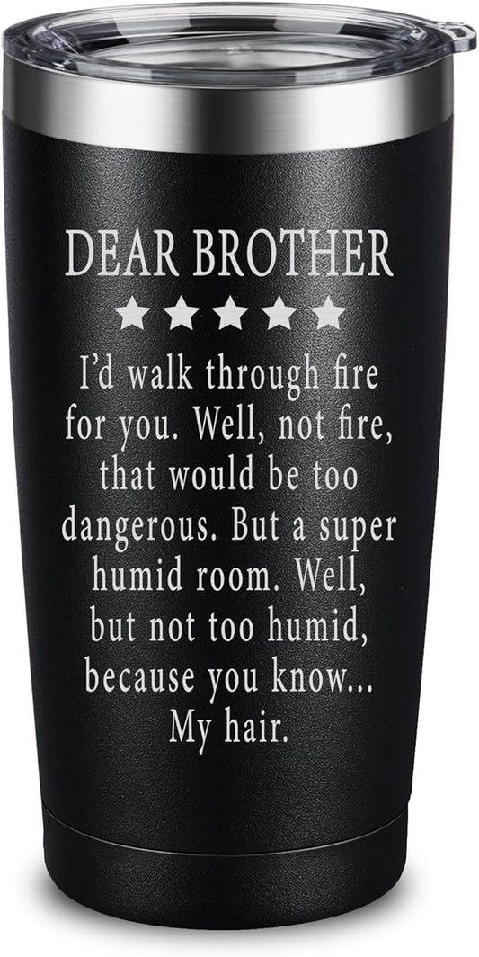 ARIABLE Funny Gifts for Brother from Sister, Brother - Christmas Gag Gifts For Men, 20oz Engraved Tumbler, Black