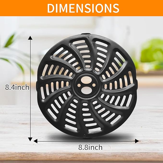 GWBSXM Air Fryer Accessories for Gourmia GAF536 GAF566 GAF556 5QT, 8.8''×8.4'' Nonstick Air Fryer Replacement Parts Tray Rack Grill Pan Grill Plate Basket Crisper Plate with Rubber Bumpers