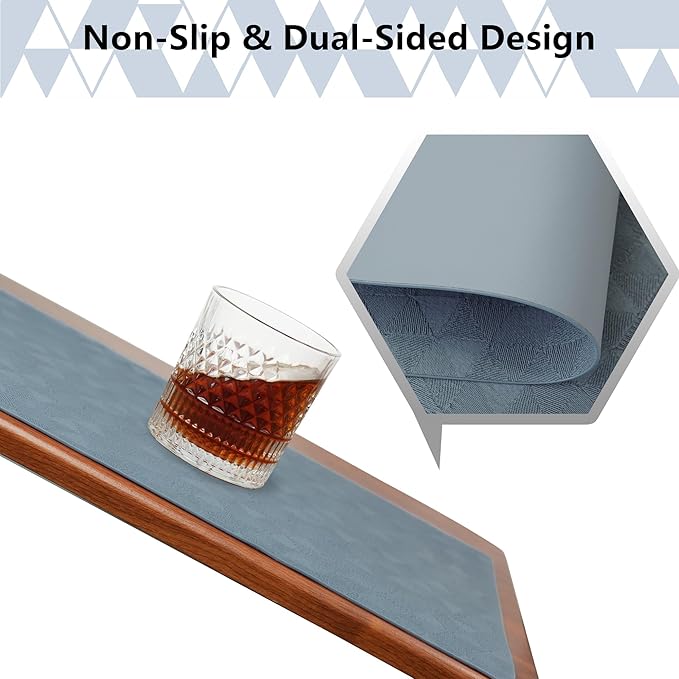 Jovono Faux Leather Placemats Set of 6, 17.8"x11.8", Waterproof & Oil-Proof Table Mats, Easy-Clean Washable Kitchen Place Mats for Dining Table, Fabric Texture, Light Blue Mat