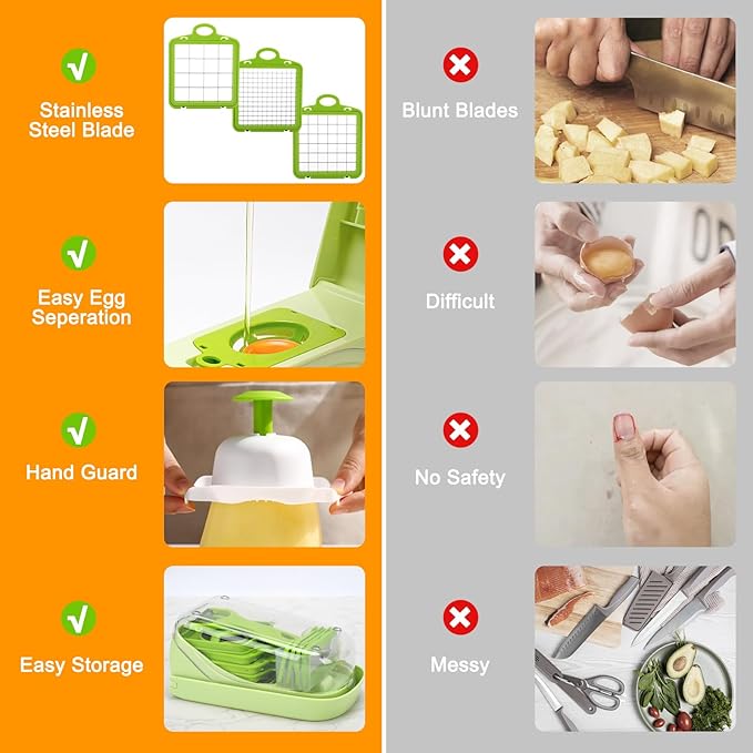 14-in-1 Vegetable Chopper, Multifunctional Veggie Onion Chopper Food Chopper with Container Vegetable Slicer Mandoline Onion Salad Cutter Dicer Essentials Kitchen Accessories