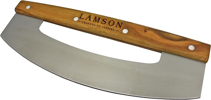 Lamson 14" Pizza Cutter and Rocker with Solid Walnut Handle