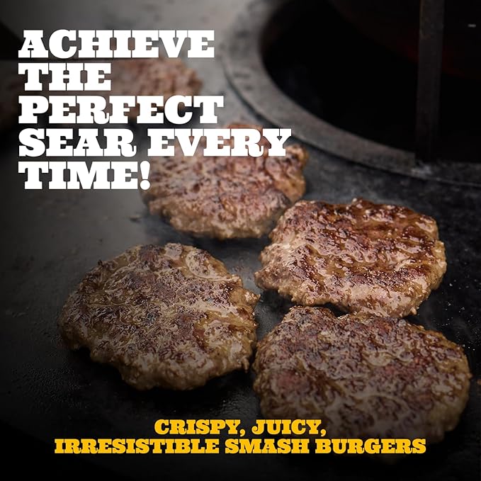 IAN's Smash Burger Press Kit - Cast Iron Burger Press (6.5 in), Smash Burger Spatula, Patty Pakers & Seasoning Shaker - Griddle, Flat Grill, Hibachi Accessories - Gifts for Dad