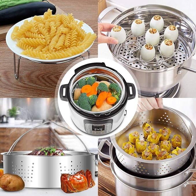 Steamer Basket,Steamer Basket Insert for 6,8 Pots (Bottom Big hole)