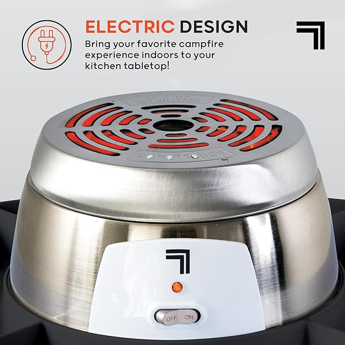 Sharper Image Electric S’mores Maker – 6 Marshmallow Roasting Sticks & Serving Tray Station| Indoor Smores Kit| Kids & Family Party Activity| Kitchen Gadget| Movie Night, Sleepover, Housewarming Gift