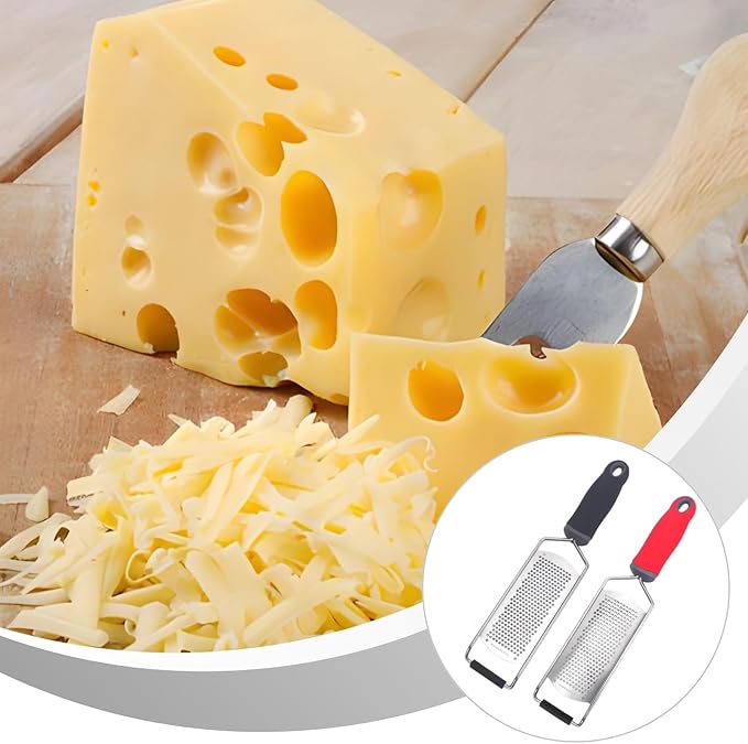 2-Piece Stainless Steel Zester Set, 12.2 Inches Long, For Grating Hard Cheese, Chocolate, Lemon, And More, With Non-Slip Handle
