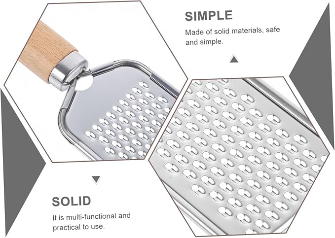 Stainless Steel Plane Grater Vegetable Zester Wooden Handle for Fruit and Vegetable Prep Kitchen Gadget for Home Cooks Easy to Use for Cooking and Baking
