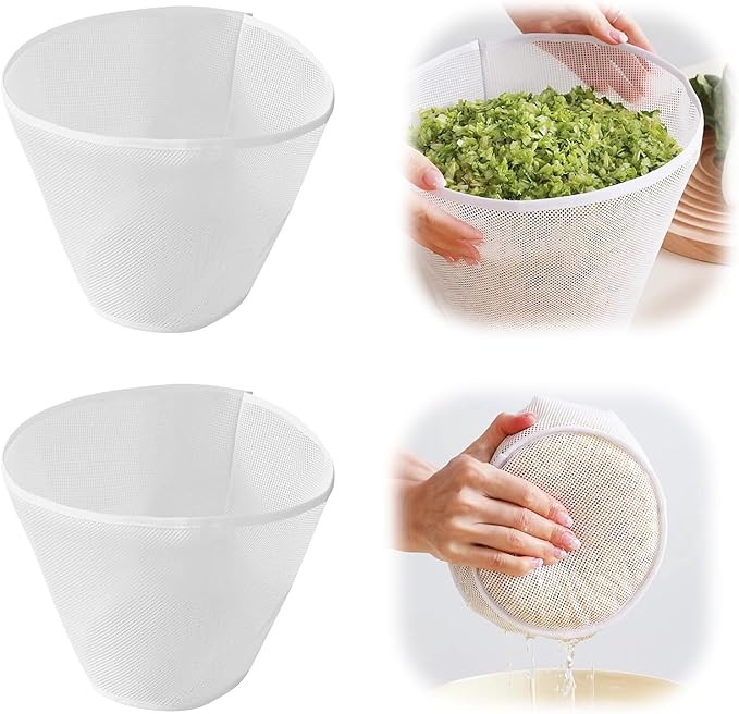Dayinkes 2PCS Food Grade Silicone Cheese Cloths for Straining, 9.85" Wide Mouth Nut Milk Bag, Reusable Strainer Bag with Fine Mesh Mesh, For Straining Soy Milk, Nut Milk, Yogurt, Celery Juice, Juice