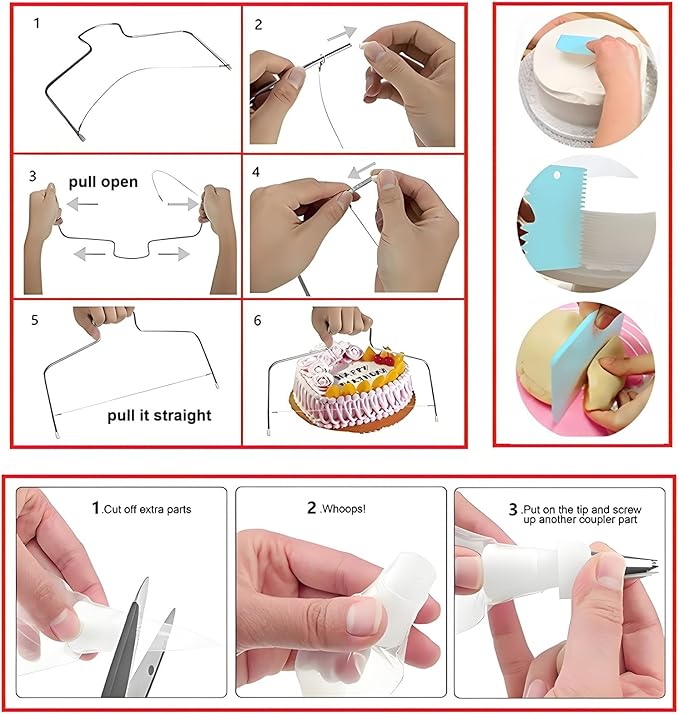 193 Pcs Cake Decorating Kit with Cake Turntable,Leveler,24 Numbered Icing Tips,2 Spatulas,2 Couplers,3 Scrapers,50 Pastry Bags,50 Paper Cupcake Liners,50 Cake Flags & More Baking Tools, (Blue)