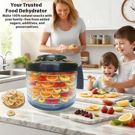 Food Dehydrator, Large 12'' 6 Trays Meat Dehydrator for Jerky, 600W Herb Dryer 24H Timer & Temp Control for Fruit Snacks Yogurt Dog Treats ETL Approved (Black 6 Trays)