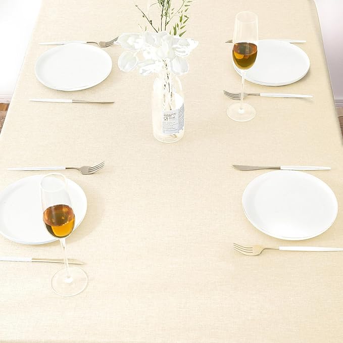 AUSSPVOCT 2 Pcs Textured Linen Table Cloth for Rectangle Table - 52x70 Inch Cloth Tablecloth Rectangular Waterproof Washable Fabric Dining Table Cover for Christmas Holiday Party Kitchen Decor