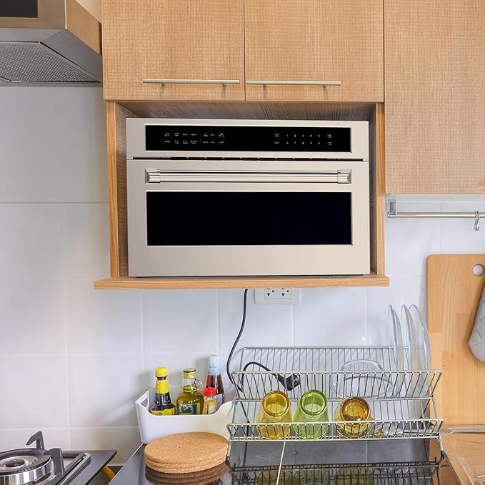 GarveeHome 30 ft Microwave Convection Oven, 1.6 Cu Ft Built In Microwave Oven with Air Fryer-Child Safety Lock-Drop Down Door, 1700W Touch Control-Multiple Cooking Modes, Ideal for Modern Kitchens
