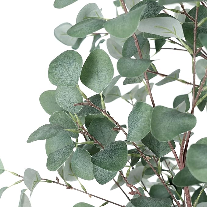 6FT Artificial Eucalyptus Tree Indoor, Tall Faux Eucalyptus Plant with Pre-Potted Realistic Silk Leaves and Trunk, Fake Eucalyptus Tree for Office Living Room Bedroom Kitchen Home Corner Decor