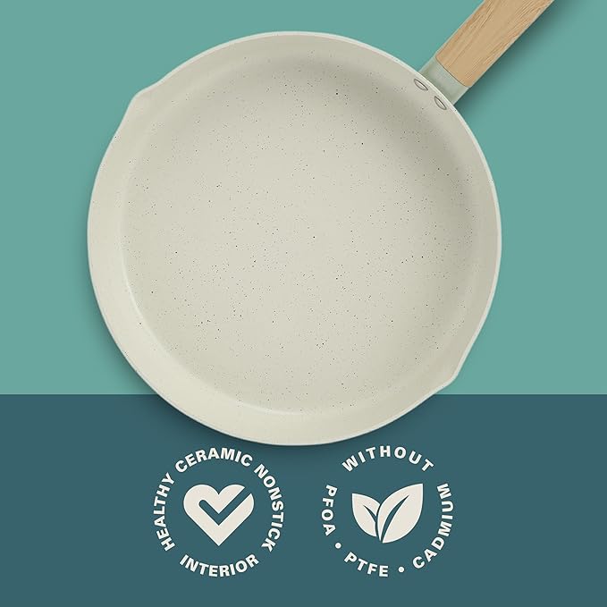 Gibson Home Marbleton 11 Inch Large Aluminum Fry Pan Cookware Non-Toxic Premium Ceramic Non Stick Frying Pan, Kitchen Egg Pan, Omelet Pan, Always Pan, Pots and Pans, Sage Green, Induction Safe