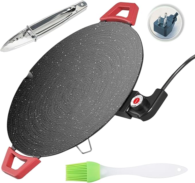 Non-Stick Electric Indoor Grill Pan, Multi-functional Electric Griddle Nonstick,Smokeless Grill with Adjustable Temperature, Portable Electric Griddle for Cooking Steaks,Pancakes & BBQ