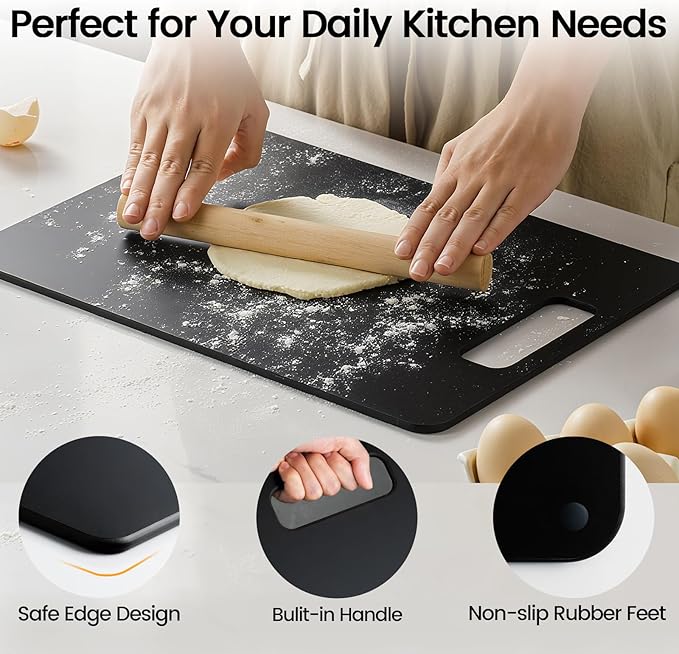 Culiex Wood Fiber Cutting Board 2-Pack, Composite Chopping Boards for Kitchen, Dishwasher Safe, Non-Toxic, High Density, Knife Friendly, BPA Free, Non-Slip Feet for Cutting Meat, Vegetables, Fruits