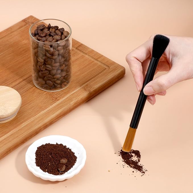 Coffee Grinder Cleaning Brush, Wood Handle & Natural Bristles, Dusting Espresso Brush, Coffee Grinder Burr, Espresso Accessories, Cleaning Tool for Barista Home Kitchen