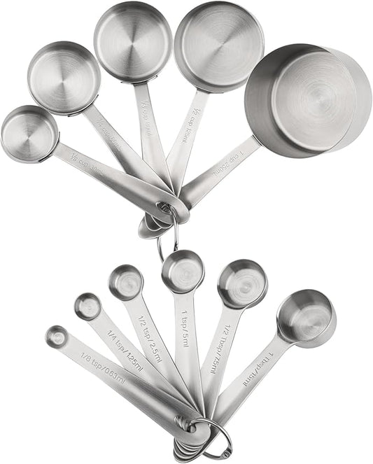 Measuring Cups and Spoons Set, 18/8 Stainless Steel Measuring Cups and Spoons Set, 5 Metal Measuring cup & 6 Baking Measuring Spoon, Imperial & Metric Measure Cup and Spoon Set 11