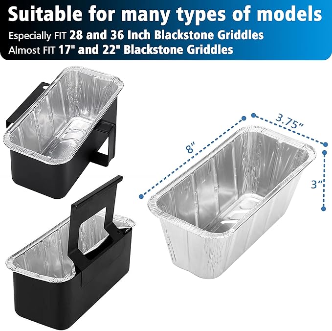Matchwaves 100 Pack Blackstone Grease Cup Liners, Grease Catcher Liner, Aluminum Foil Drip Pan for 28 and 36 inch Blackstone Griddle