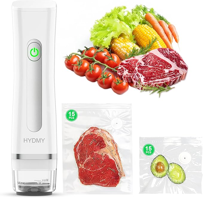 Vacuum Sealer for Food with Visible Water Tank | Portable Compact Vacuum Sealer Machine | with 30 Reusable Bags | Preservation Time Prolonged by 6 Times