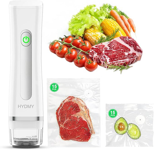 Vacuum Sealer for Food with Visible Water Tank | Portable Compact Vacuum Sealer Machine | with 30 Reusable Bags | Preservation Time Prolonged by 6 Times