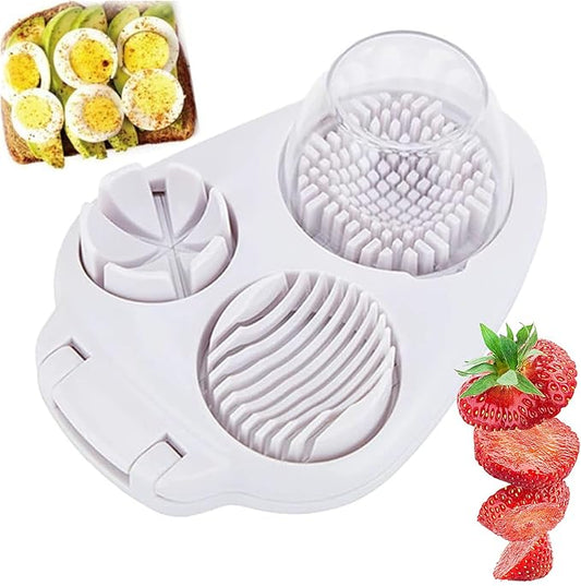 3 Way Egg Slicer for Hard Boiled Eggs, 2026 Heavy Duty Stainless Steel Egg Cutter with 3 Slice Modes, Multipurpose Dicer for Strawberry, Mushroom & Fruit, Kitchen Tool, Dishwasher Safe